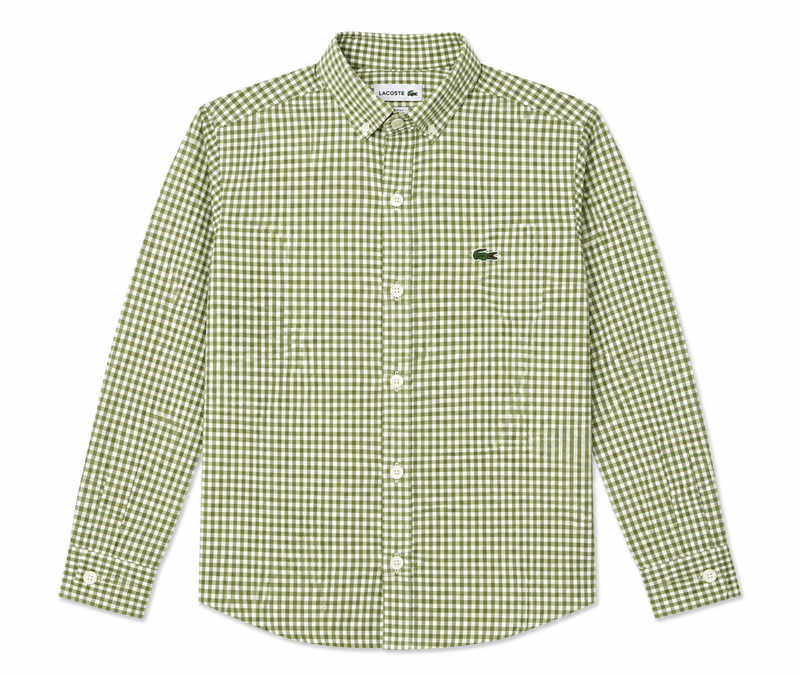 Boys Olive Green Textured Long Sleeve Shirt