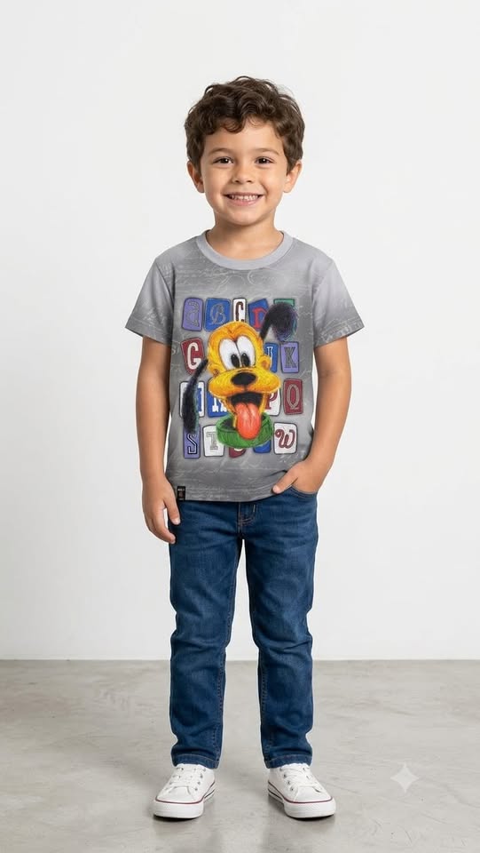 Boys Grey Cartoon Graphic Printed T-Shirt