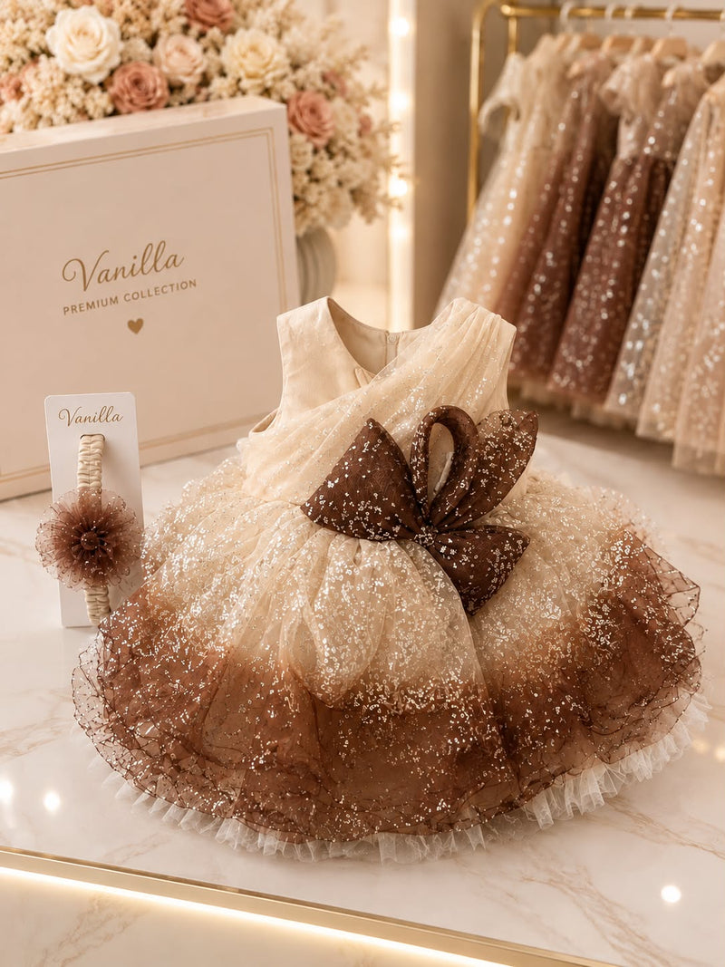 MOCHA SPARKLE GLITERRY FROCK