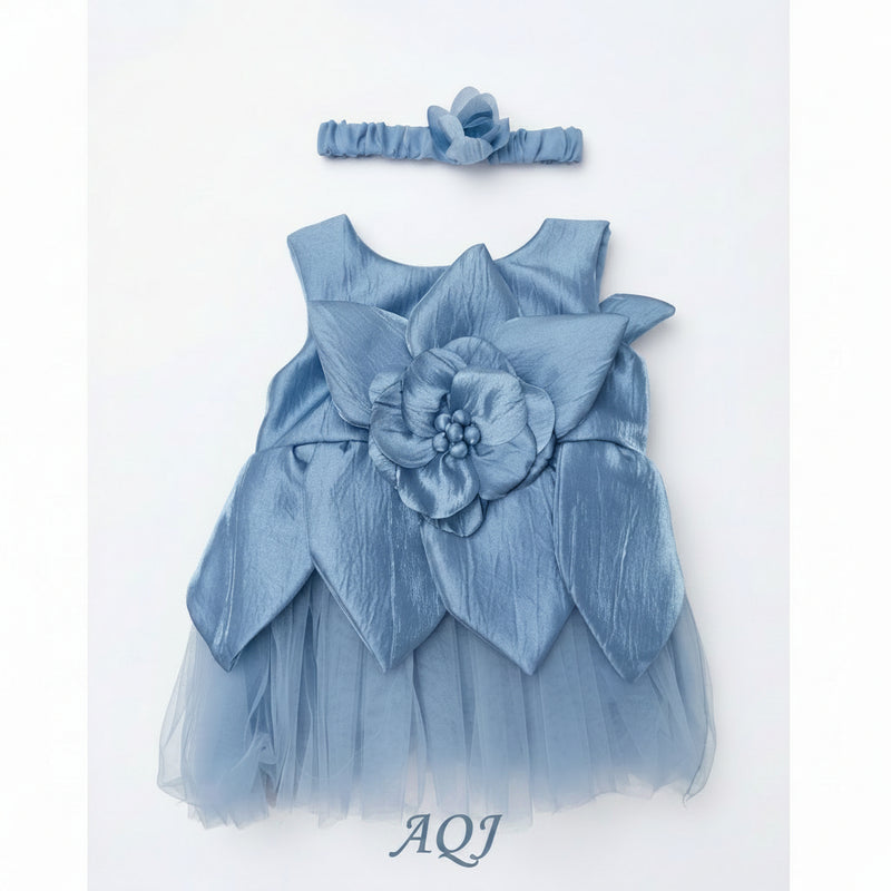 GIRLS BLUE FLOWER PARTYWEAR FROCK