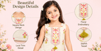 Girls Cream Sharara Set | Sleeveless Floral Printed Kurti with Wide Leg Sharara Pants | 2-Piece Traditional Ethnic Wear for Festivals and Parties