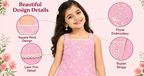 Girls Pink Sharara Set | Sleeveless Floral Printed Kurti with Matching Wide Leg Pants | Lace Trim Ethnic Wear for Kids | Festive and Party Outfit
