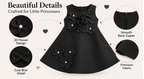 Girls Black Sleeveless Party Wear Frock with 3D Floral Appliqué, Pearl Embellishments and Flared A-Line Design – Designer Birthday Dress