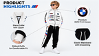 Boys White and Black Printed Co-Ord Set | Full Sleeve Zip-Up Jacket with Matching Jogger Pants | Sporty Casual Outfit for Kids