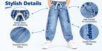 Boys Light Blue Printed Jogger Jeans with Elasticated Waist, Drawstring and White Round Neck T-Shirt – Stylish Casual Wear Set