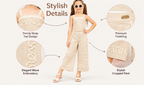 Girls Beige Embroidered Co-Ord Set with Sleeveless Top and Wide Leg Pants – Stylish Designer 2-Piece Party Wear Outfit