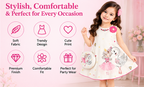 Girls White Printed Sleeveless Party Wear Frock with Ballerina & Swan Design, 3D Pink Floral Embellishment and Matching Sling Bag – Designer Dress Set