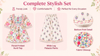 Girls Floral Printed Kurta Sharara Set | 3/4 Sleeve Ethnic Top with Matching Wide Leg Pants | Colourful Traditional Festive Wear for Kids