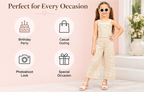 Girls Beige Embroidered Co-Ord Set with Sleeveless Top and Wide Leg Pants – Stylish Designer 2-Piece Party Wear Outfit