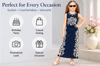 Girls Navy Blue Floral 3D Embellished Jacket with White Printed T-Shirt and Mini Skirt – Stylish 3-Piece Designer Party Wear Set
