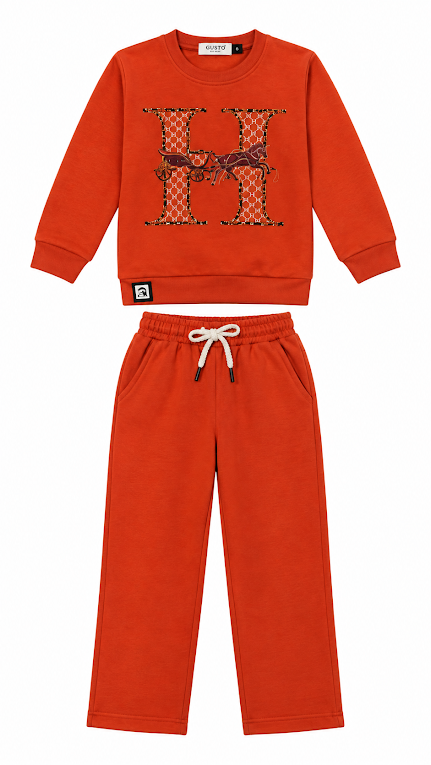 Boys' Partywear Comfort Orange Tee and Pants Outfit