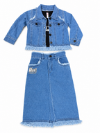 Girls Western Denim Co-ord Set