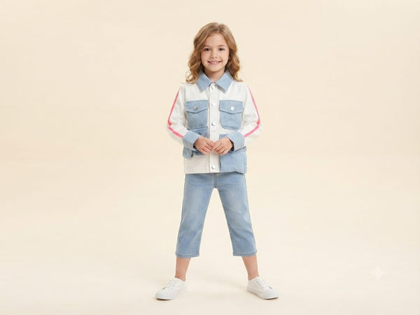 Kids Color Block Utility Jacket with Multi-Pockets