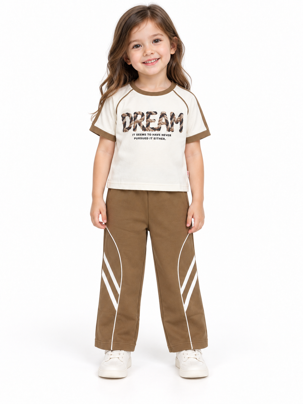 Girls Trendy Graphic Tee and Cargo Pants Co-Ord Set