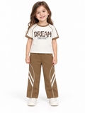 Girls Trendy Graphic Tee and Cargo Pants Co-Ord Set