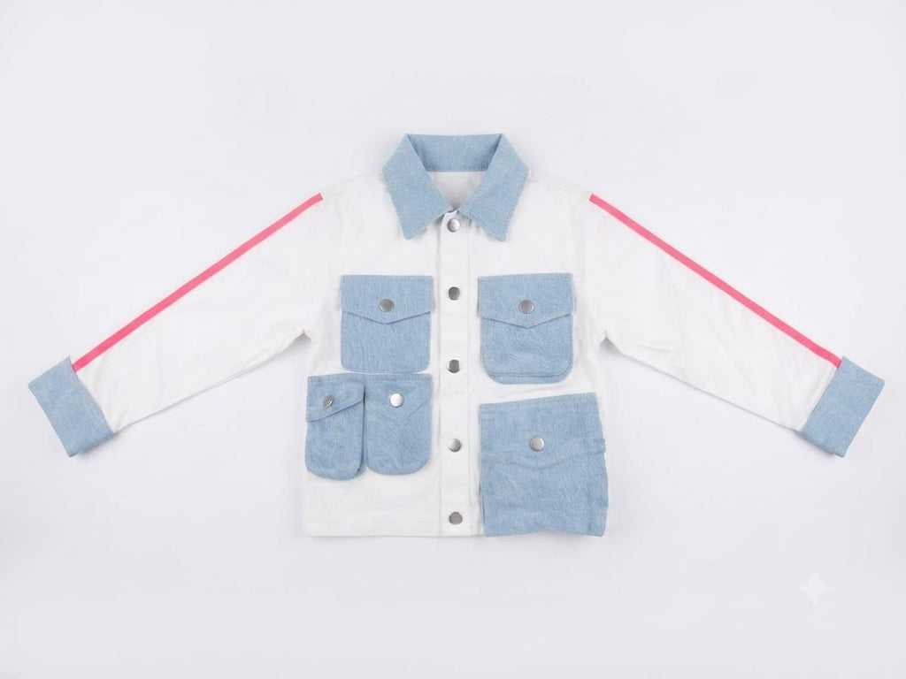 Kids Color Block Utility Jacket with Multi-Pockets