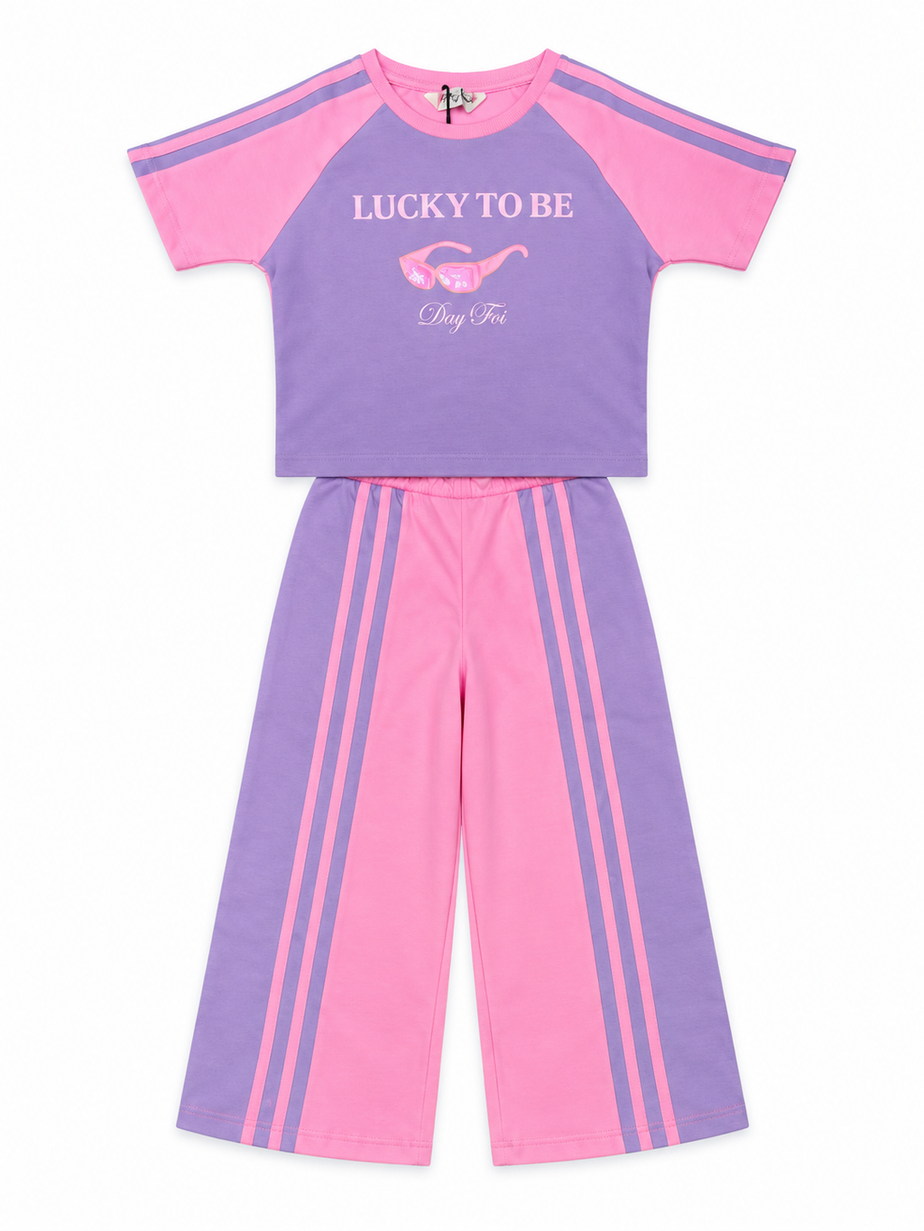 Girls Cute Graphic T-Shirt & Flared Lounge Co-rds Set