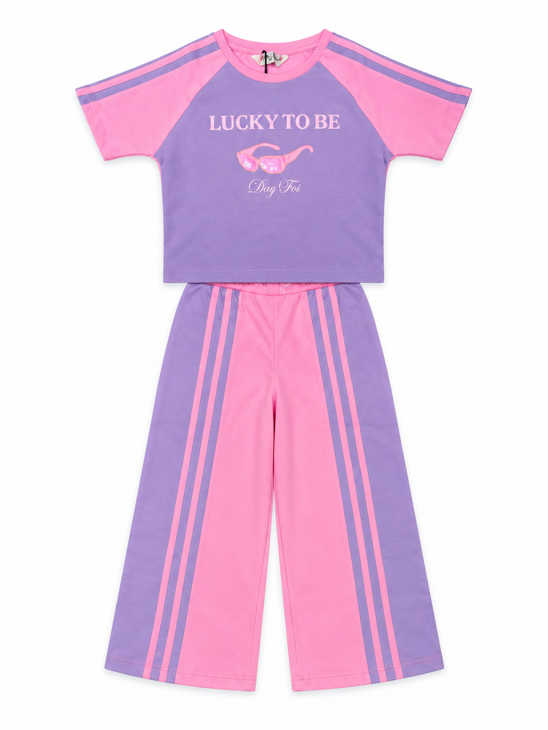 Girls Cute Graphic T-Shirt & Flared Lounge Co-rds Set