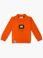 Boys' Orange Crewneck Long-Sleeve Party Wear Sweatshirt
