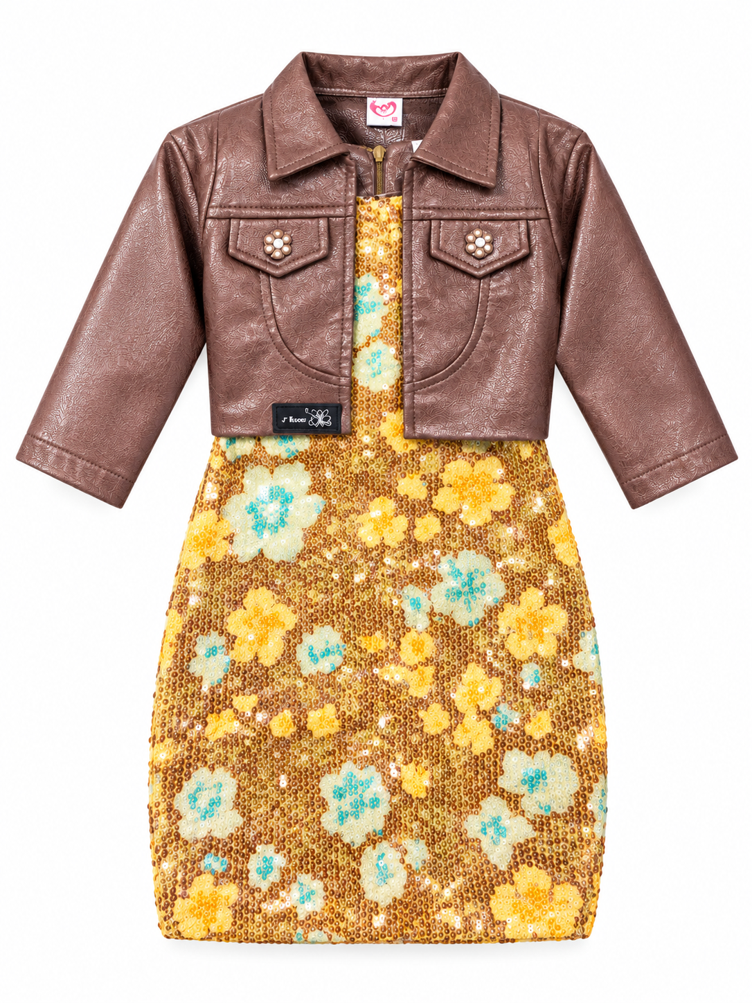 Brown Sequins Party Dress Set