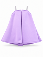 Lilac Floral Appliqué Party Frock for Girls