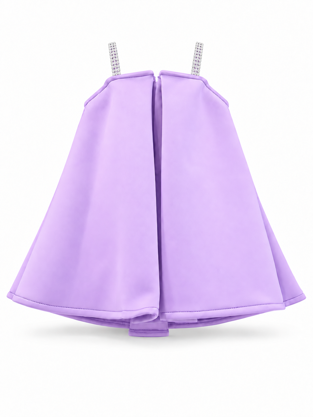 Lilac Floral Appliqué Party Frock for Girls