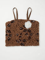 Girls Brown Sequin Embellished Camisole Crop Top