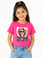 Girls Graphic Print Half Sleeve Cotton T-Shirt