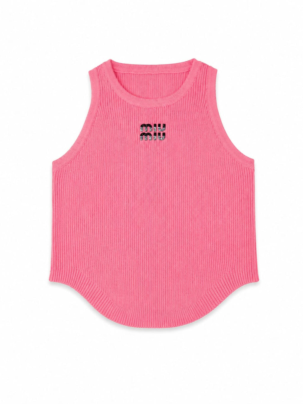 Pink Ribbed Sleeveless Girls Knit Top