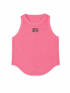 Pink Ribbed Sleeveless Girls Knit Top
