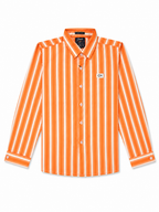 Boys Orange Vertical Striped Long Sleeve Shirt