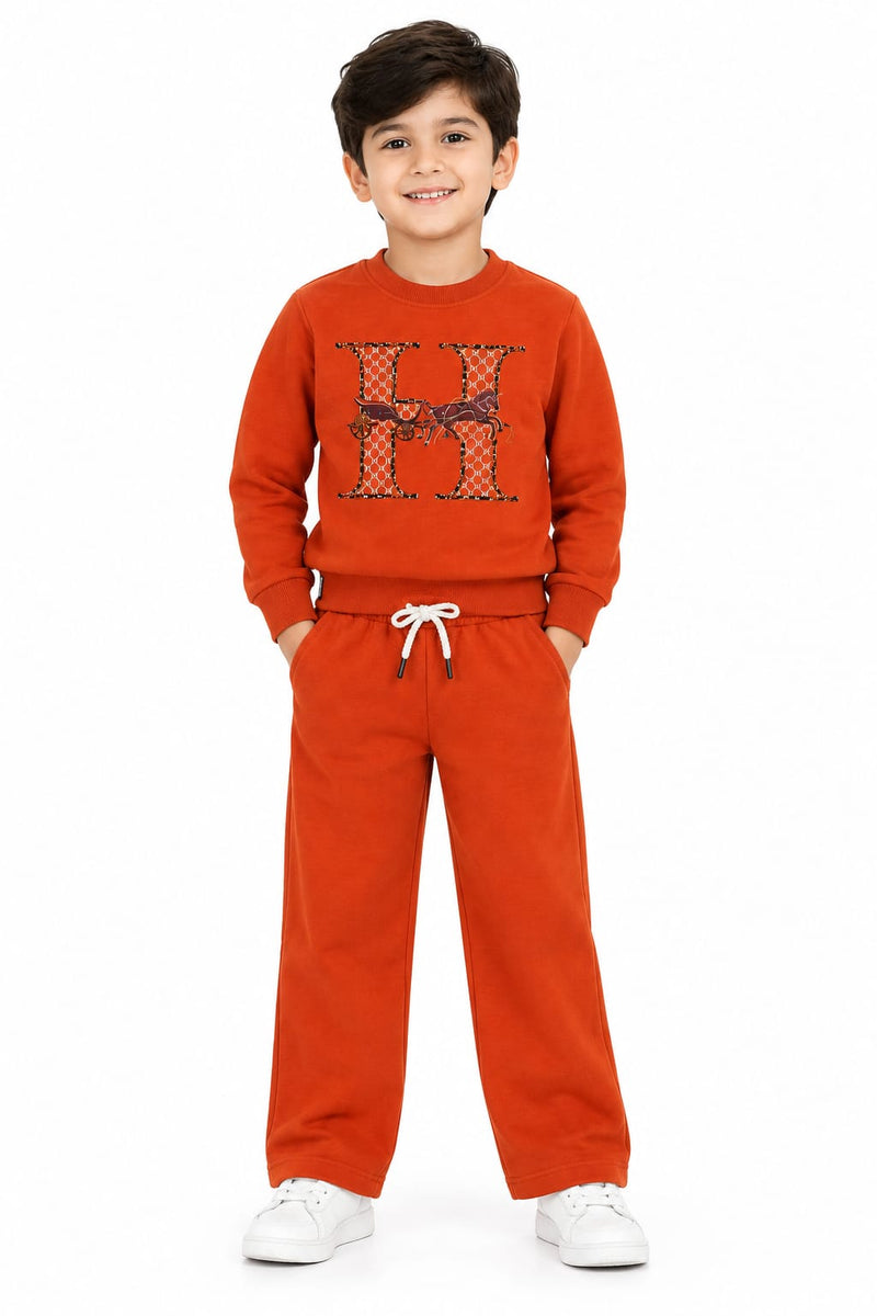 Boys' Partywear Comfort Orange Tee and Pants Outfit