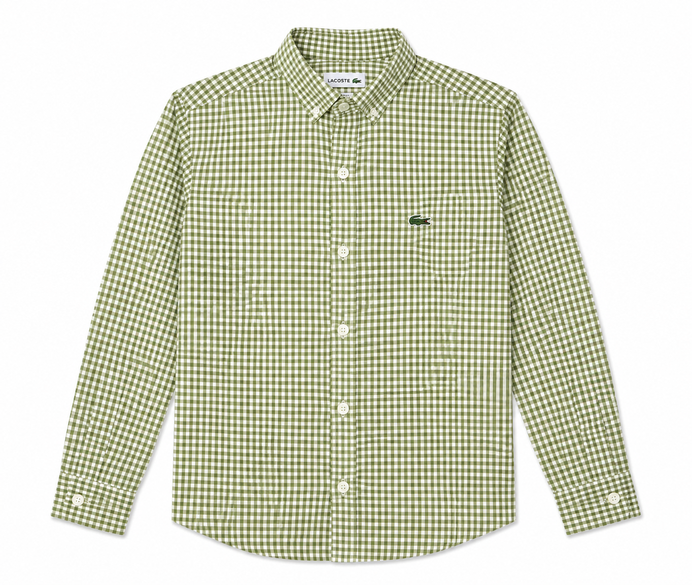 Boys Olive Green Textured Long Sleeve Shirt