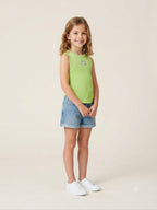 Lime Green Ribbed Sleeveless Girls Top