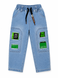 Boys Sky Blue Jeans Neon Patches