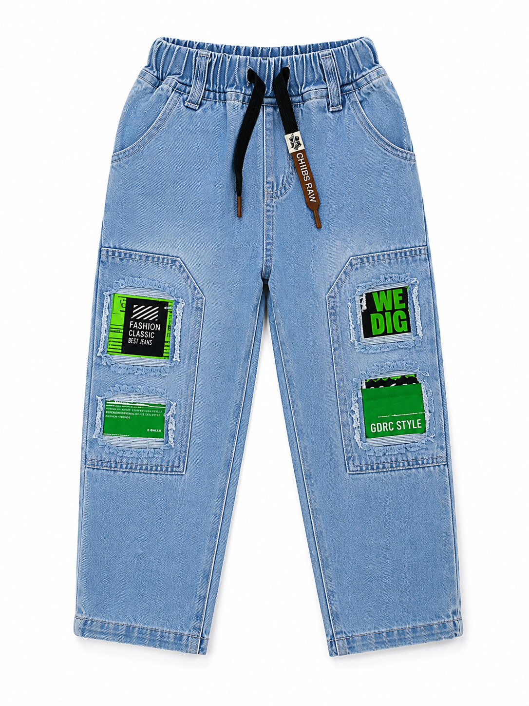 Boys Sky Blue Jeans Neon Patches