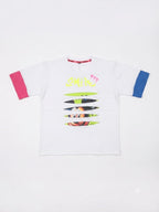 White Graphic Cut-Out Girls T-Shirt