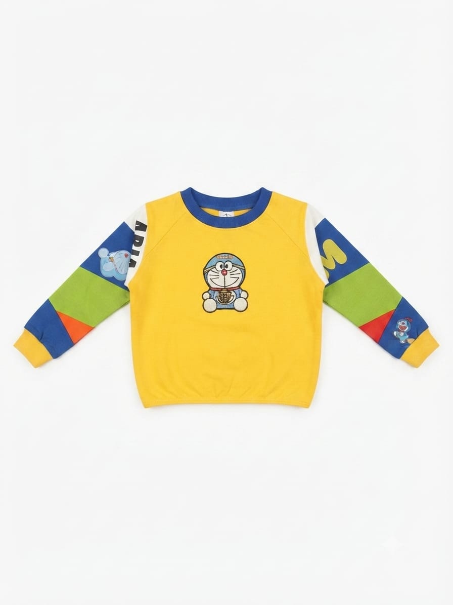 Yellow Cartoon Print Kids Sweatshirt