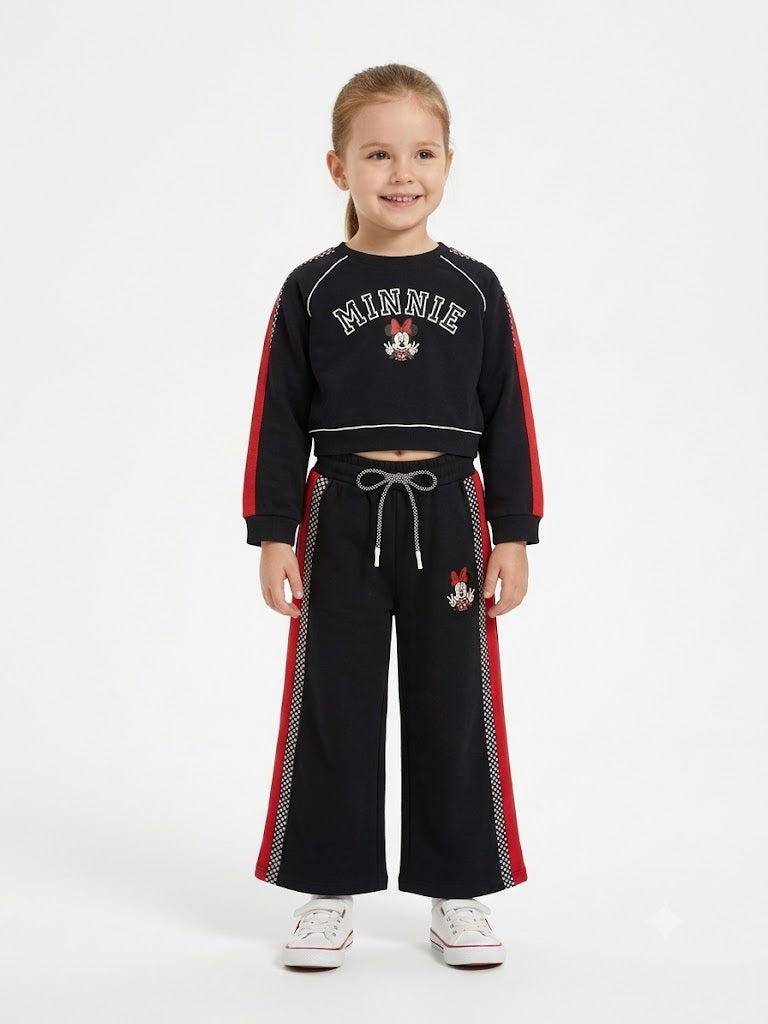 Girls Black & Red Minnie Mouse Tracksuit Set