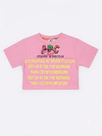 Pink Graphic Print Girls Crop T-Shirt