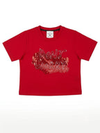 Red "Don't Worry" Graphic Kids Half Sleeve T-Shirt
