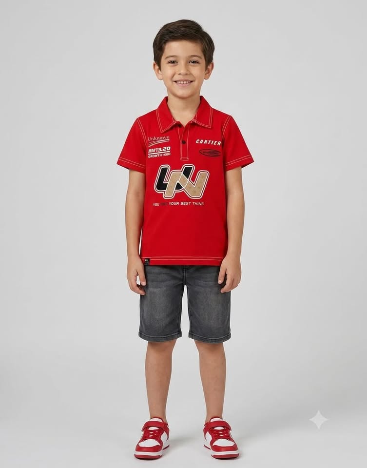 Boys Black Graphic Polo T-Shirt