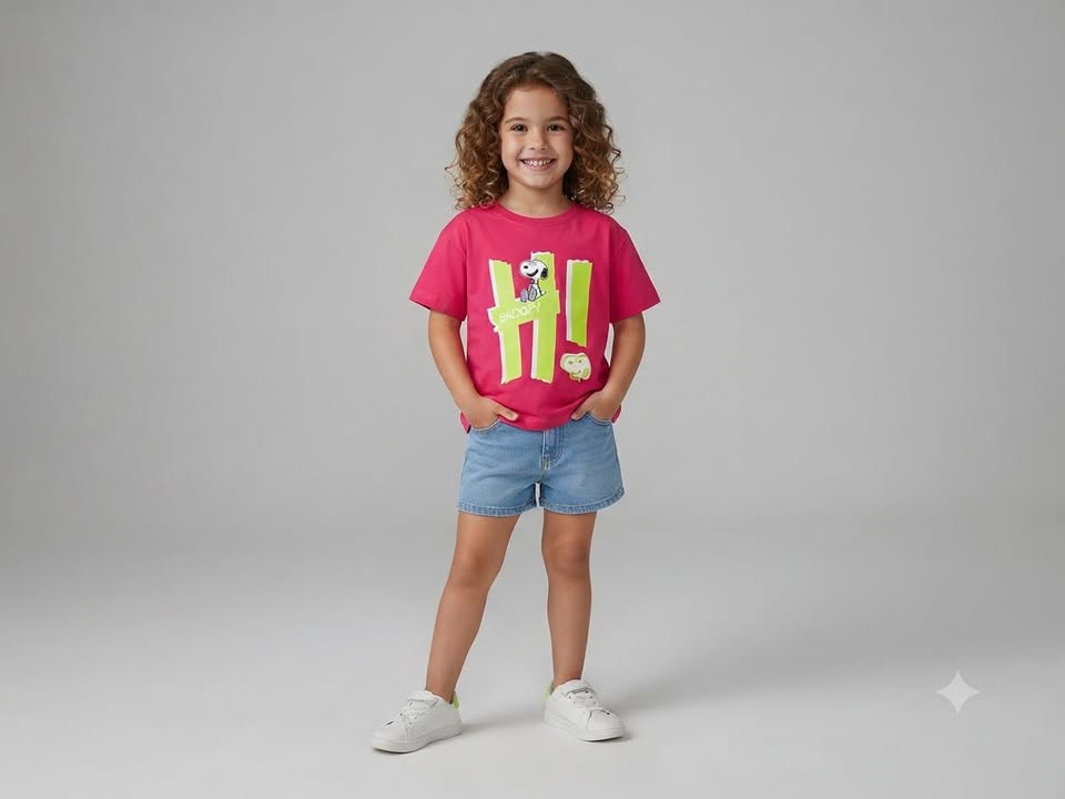 Pink Snoopy Graphic Cotton Half Sleeve T-Shir