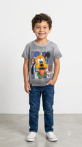 Boys Grey Cartoon Graphic Printed T-Shirt