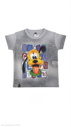 Boys Grey Cartoon Graphic Printed T-Shirt