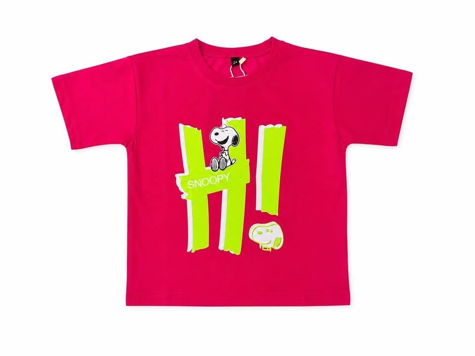 Pink Snoopy Graphic Cotton Half Sleeve T-Shir