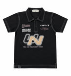Boys Black Graphic Polo T-Shirt