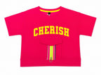 Pink Cherish Printed Cotton Half Sleeve T-Shirt with Front Zip Pocket