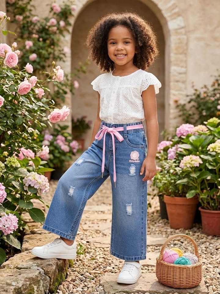 GIRLS DENIM CARGO WITH DRAWSTRING
