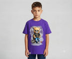 Purple Teddy Graphic Printed Half Sleeve Round Neck T-Shirt